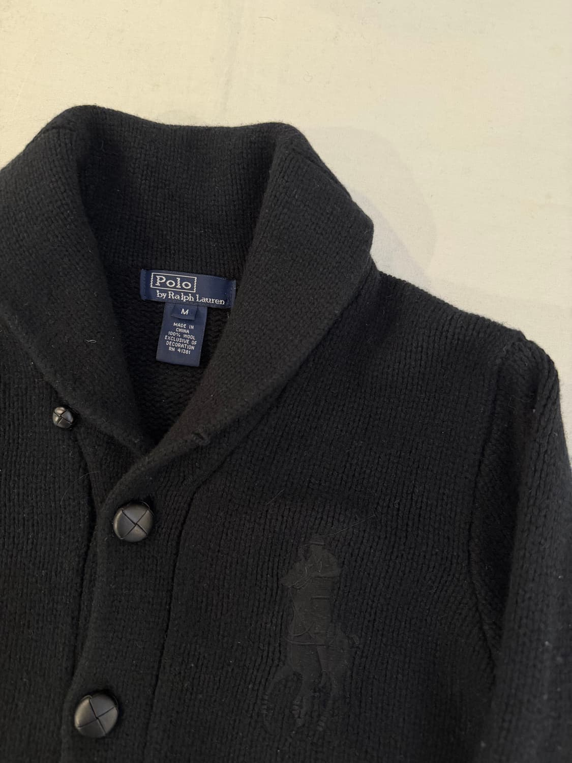 폴로 랄프로렌 빅포니 숄카라 울 니트 가디건 블랙 상품이미지2