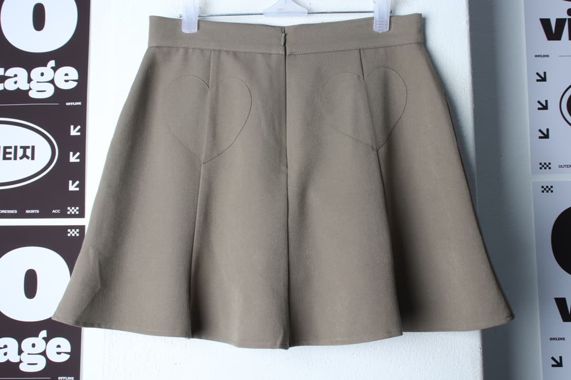 W(M) 하트클럽 스커트 치마 A라인 하트자수 브라운 키치-P9954 상품이미지6