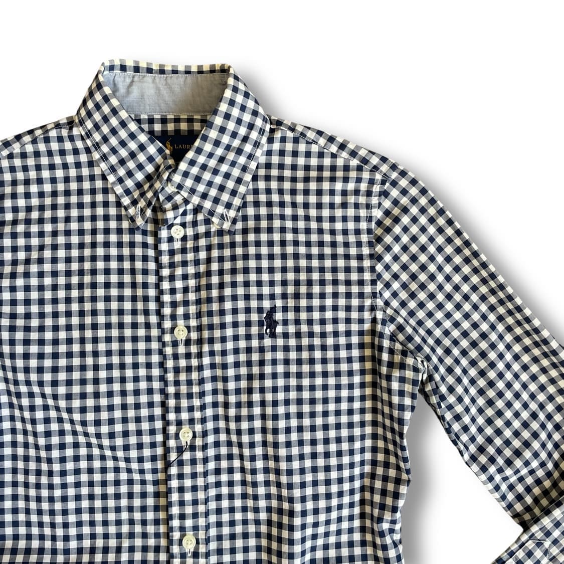 폴로 랄프로렌 네이비 깅엄체크 슬림핏 긴팔 셔츠 상품이미지3