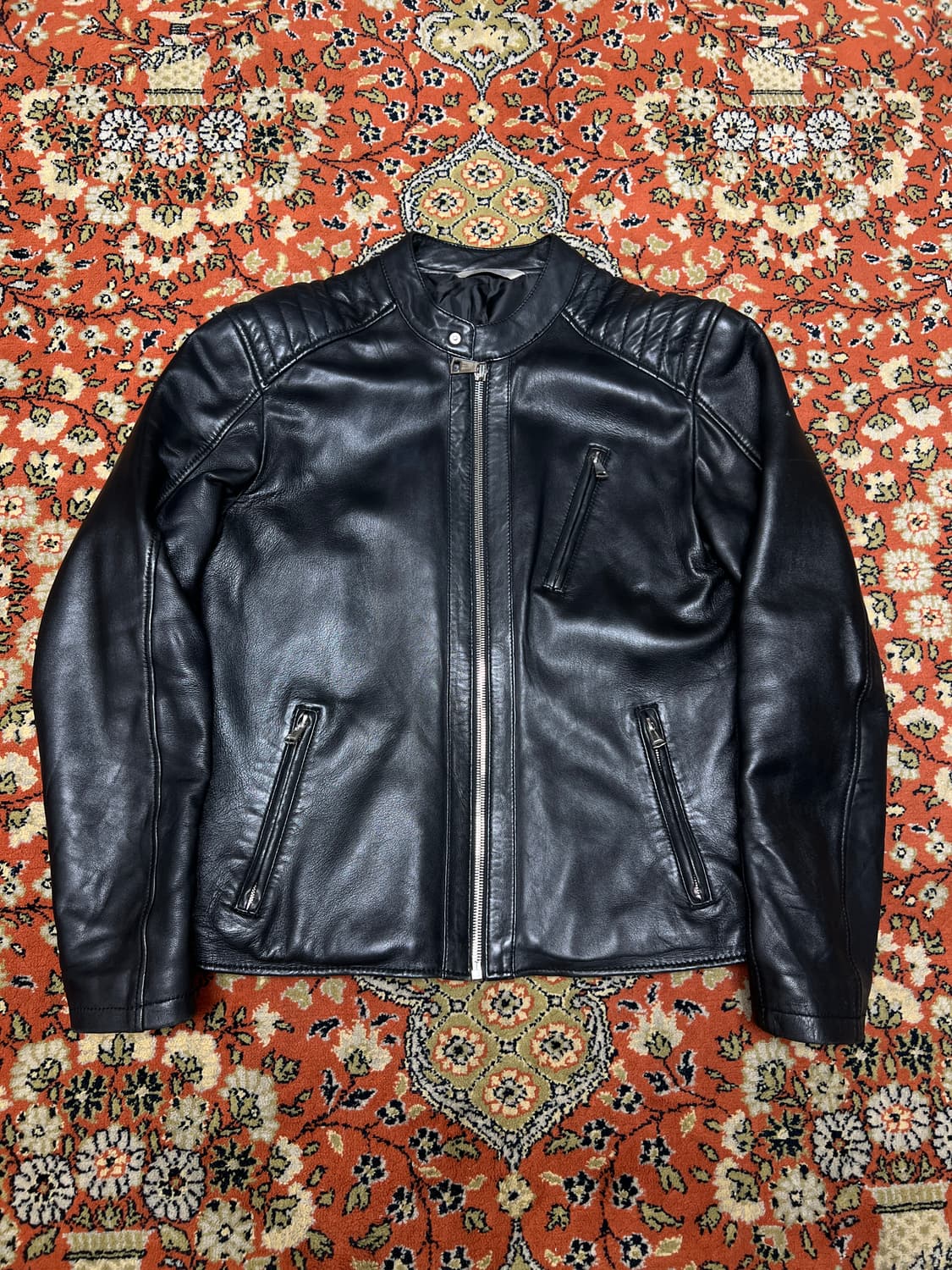 [XL] 자라 양가죽 싱글 바이커 라이더 자켓 블랙 상품이미지1