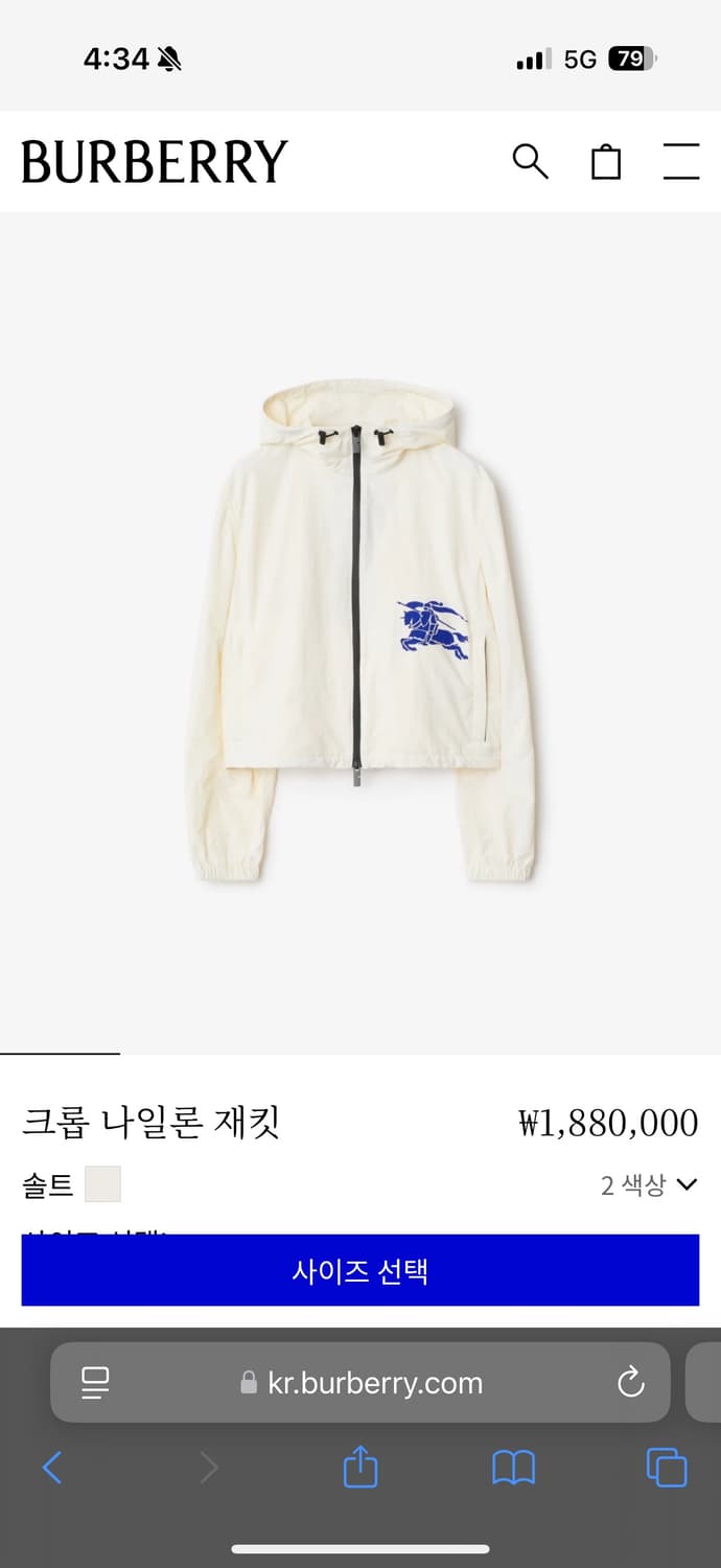 (우주매물 꿀매 급처) 버버리 나일론 자켓 42 (M)  상품이미지1