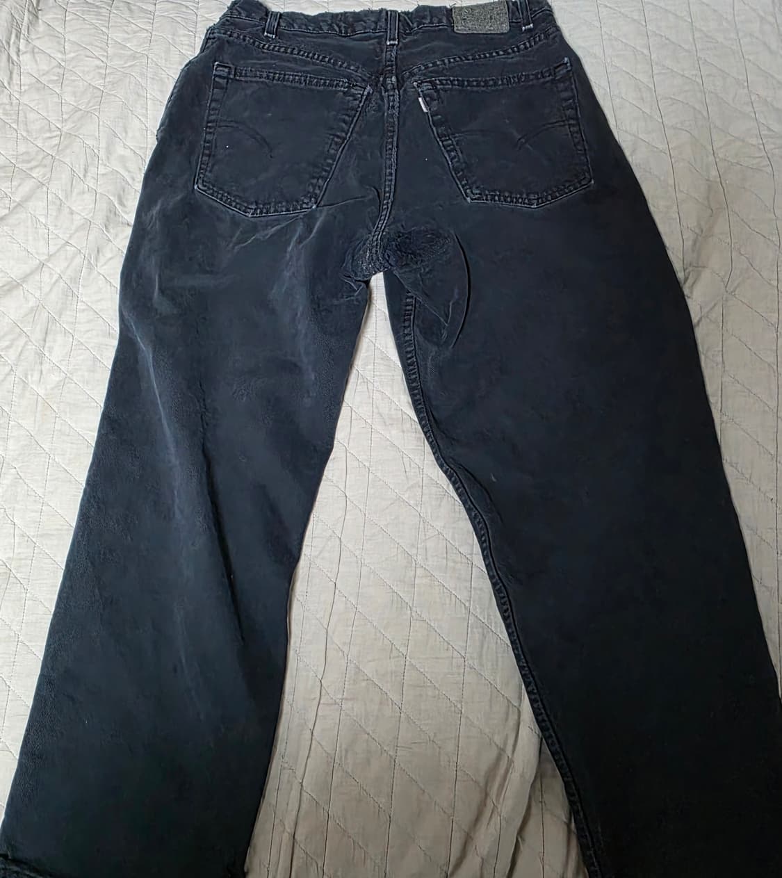 [33X28] 90s 빈티지 리바이스 실버탭 배기핏 트래쉬드 블랙진 상품이미지7