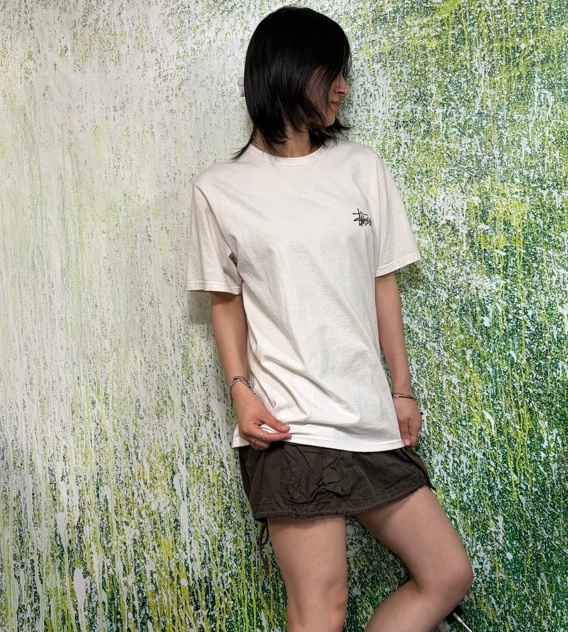 스투시 STUSSY 반팔 티셔츠 화이트 빅로고 반팔티 M 상품이미지3
