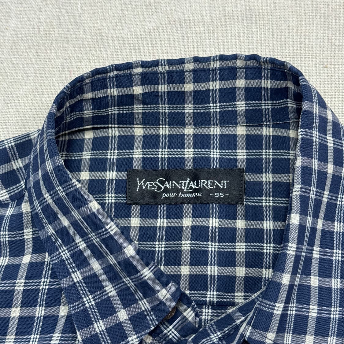 입생로랑 빈티지 네이비 체크셔츠 95 상품이미지3