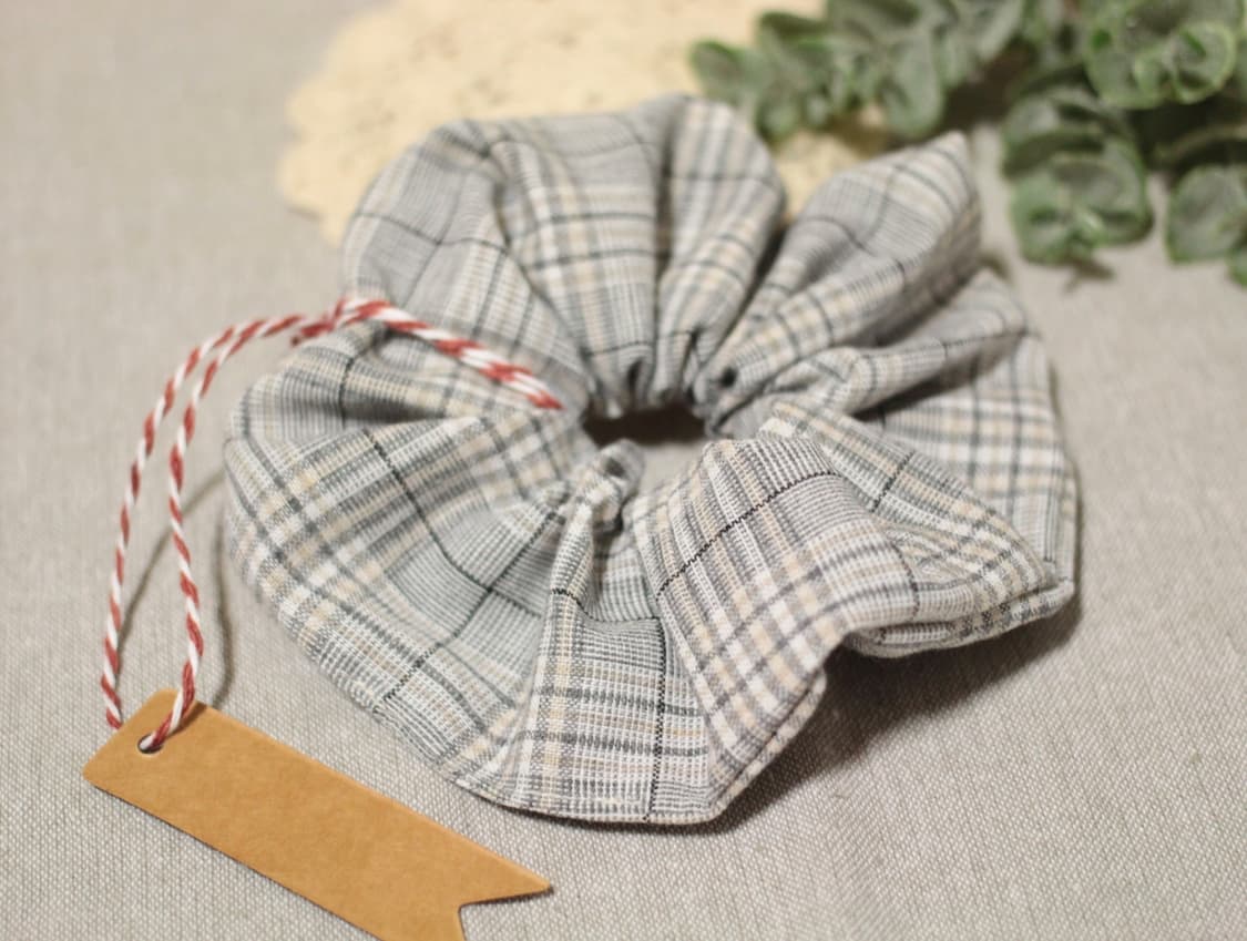 핸드메이드 체크 스크런치 3개세트 상품이미지4