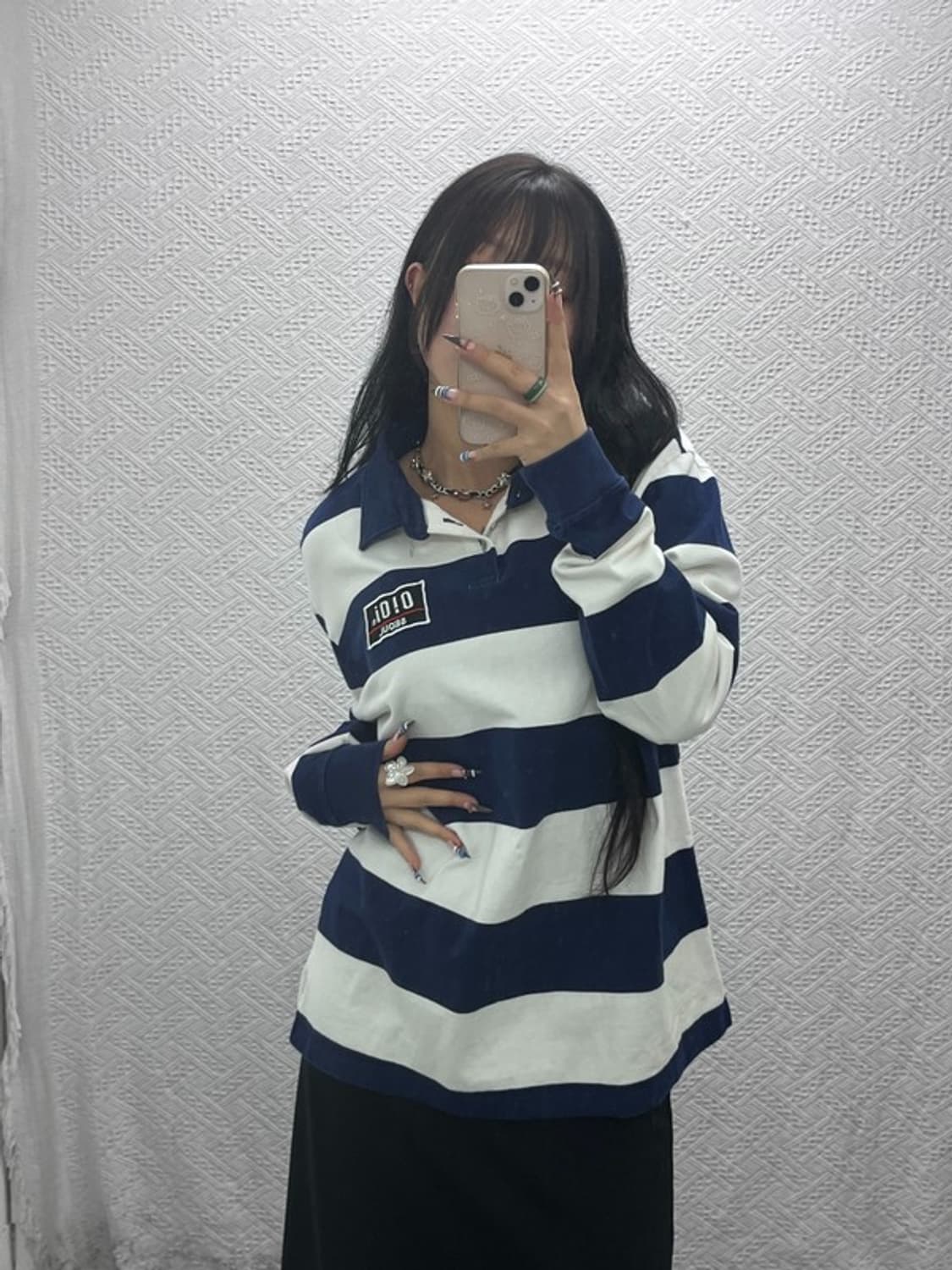 OIOI 오아이오아이 캐주얼 자수로고 긴팔카라티 100 C05421 상품이미지1