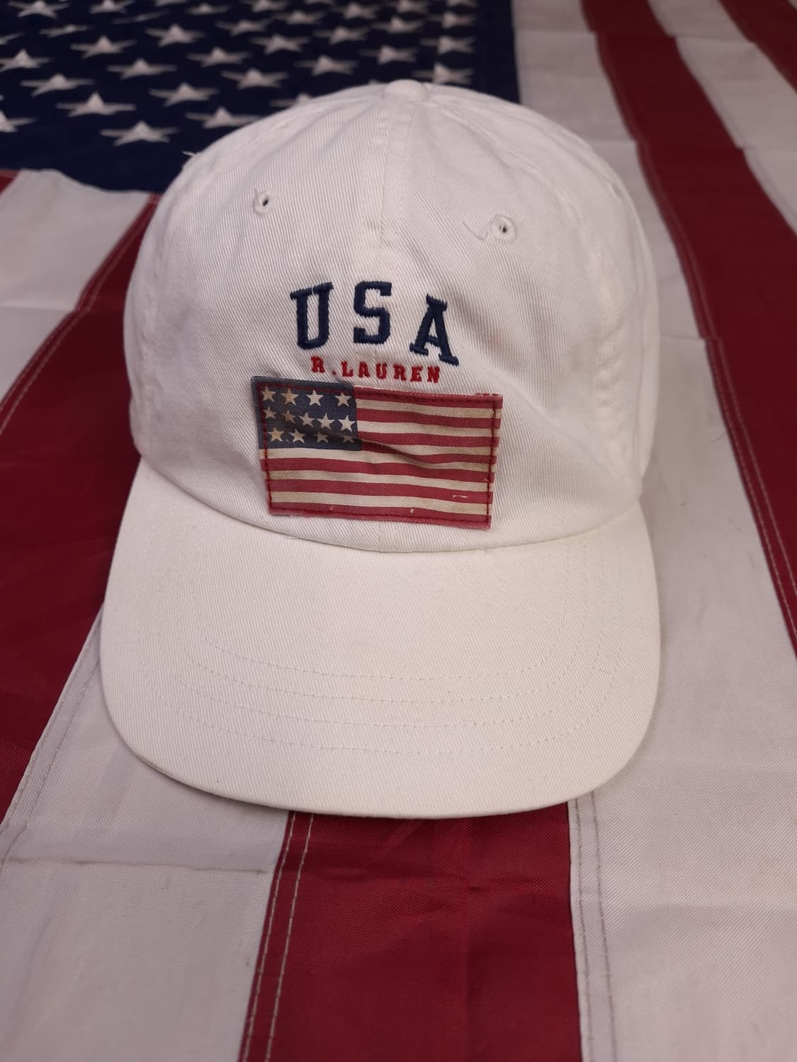 오리지날 90's 폴로 랄프로렌 성조기 화이트 볼캡 상품이미지1