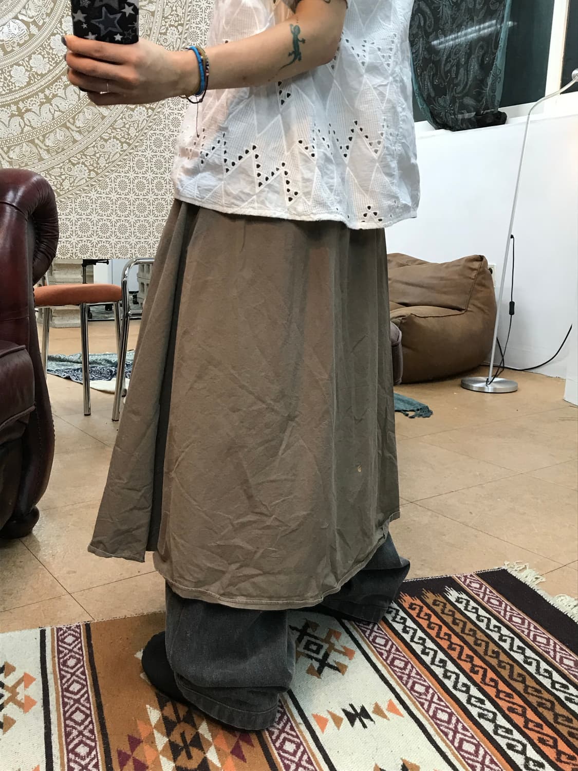 여성 코튼 밴딩 핀턱 스커트  상품이미지2