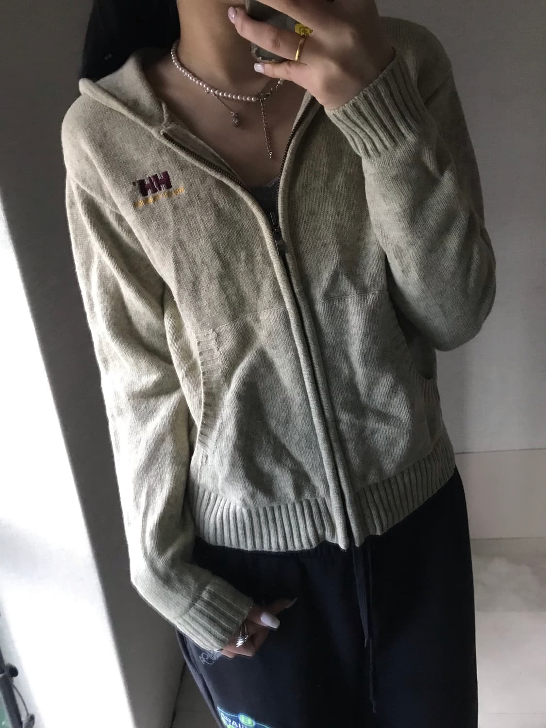 헨리한센 오트밀 니트집업 상품이미지1