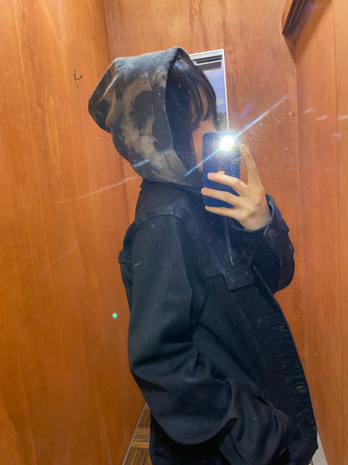 (L) Hollister 빈티지 블랙 데님 후드 자켓 상품이미지2