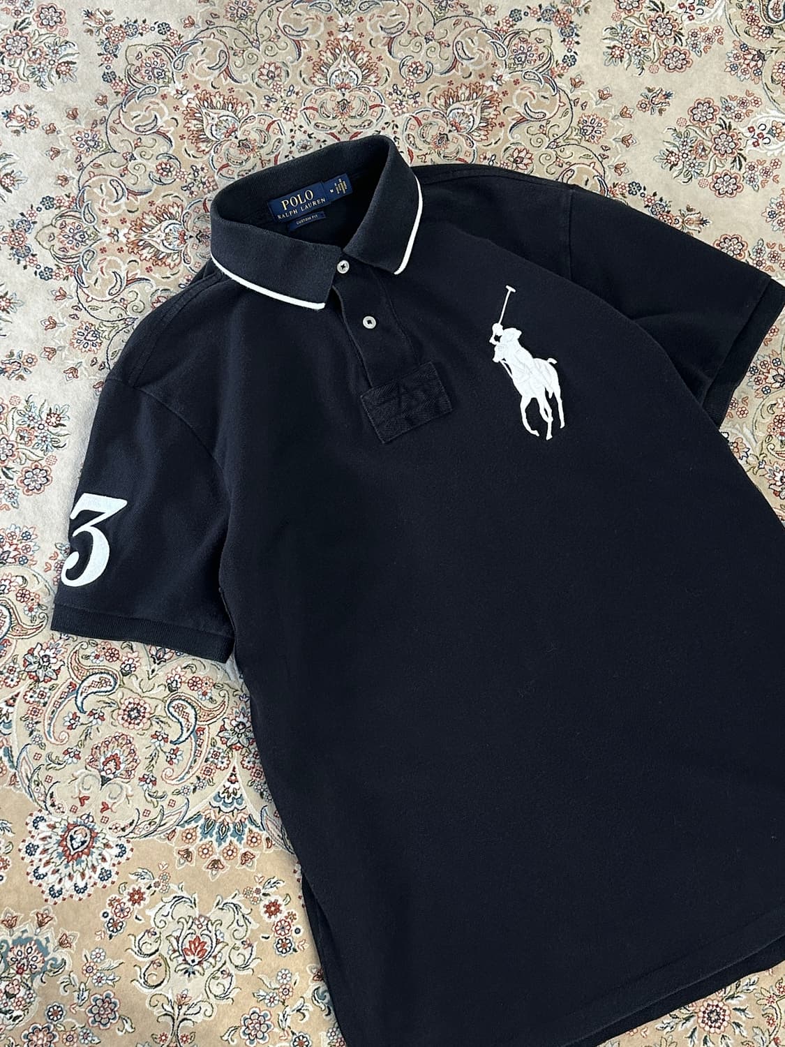 폴로 랄프로렌 블랙/화이트 빅포니 럭비 카라티  상품이미지3