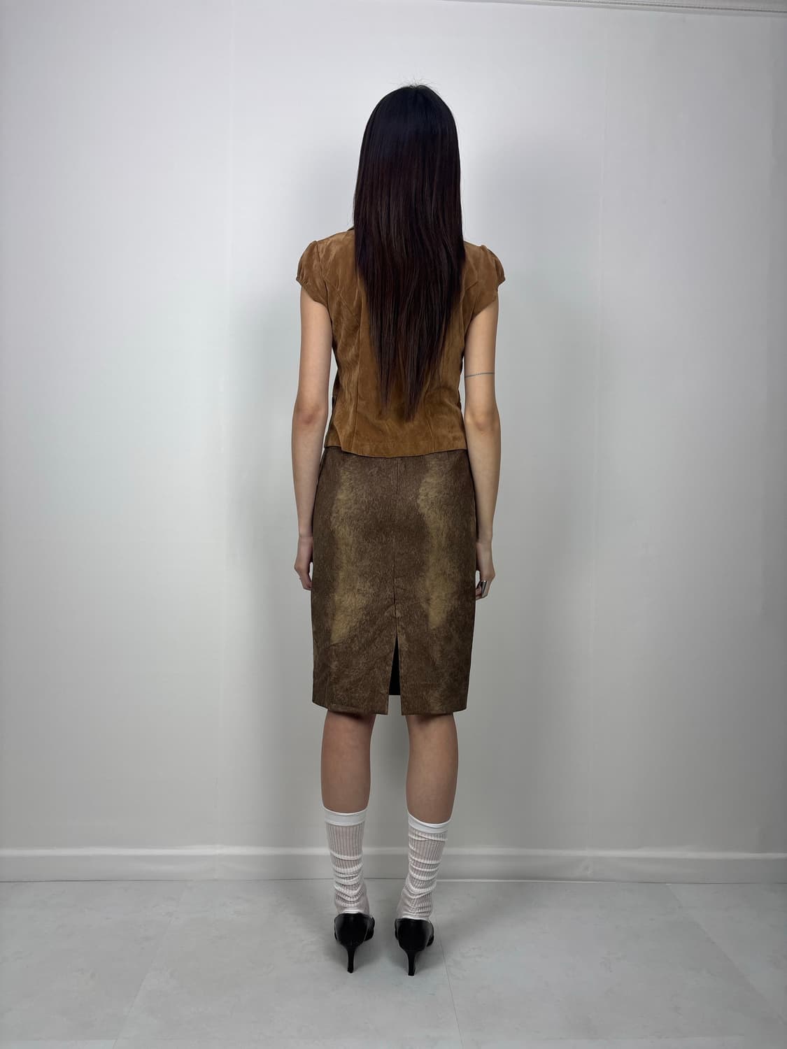 MIXED BROWN SUEDE SKIRT 상품이미지3