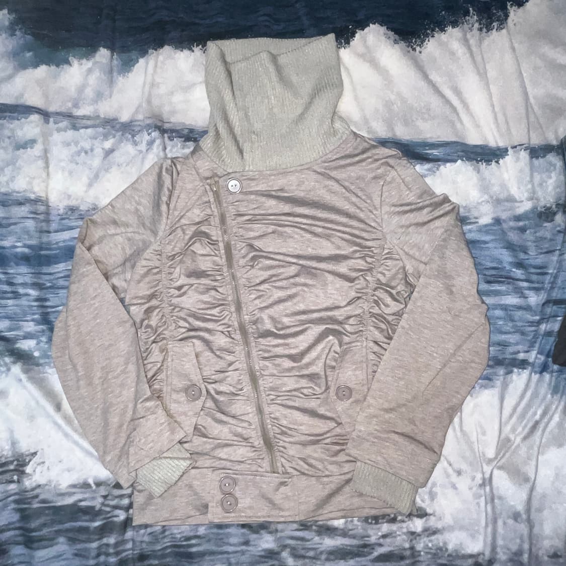 High neck Shirring Zip up 상품이미지3