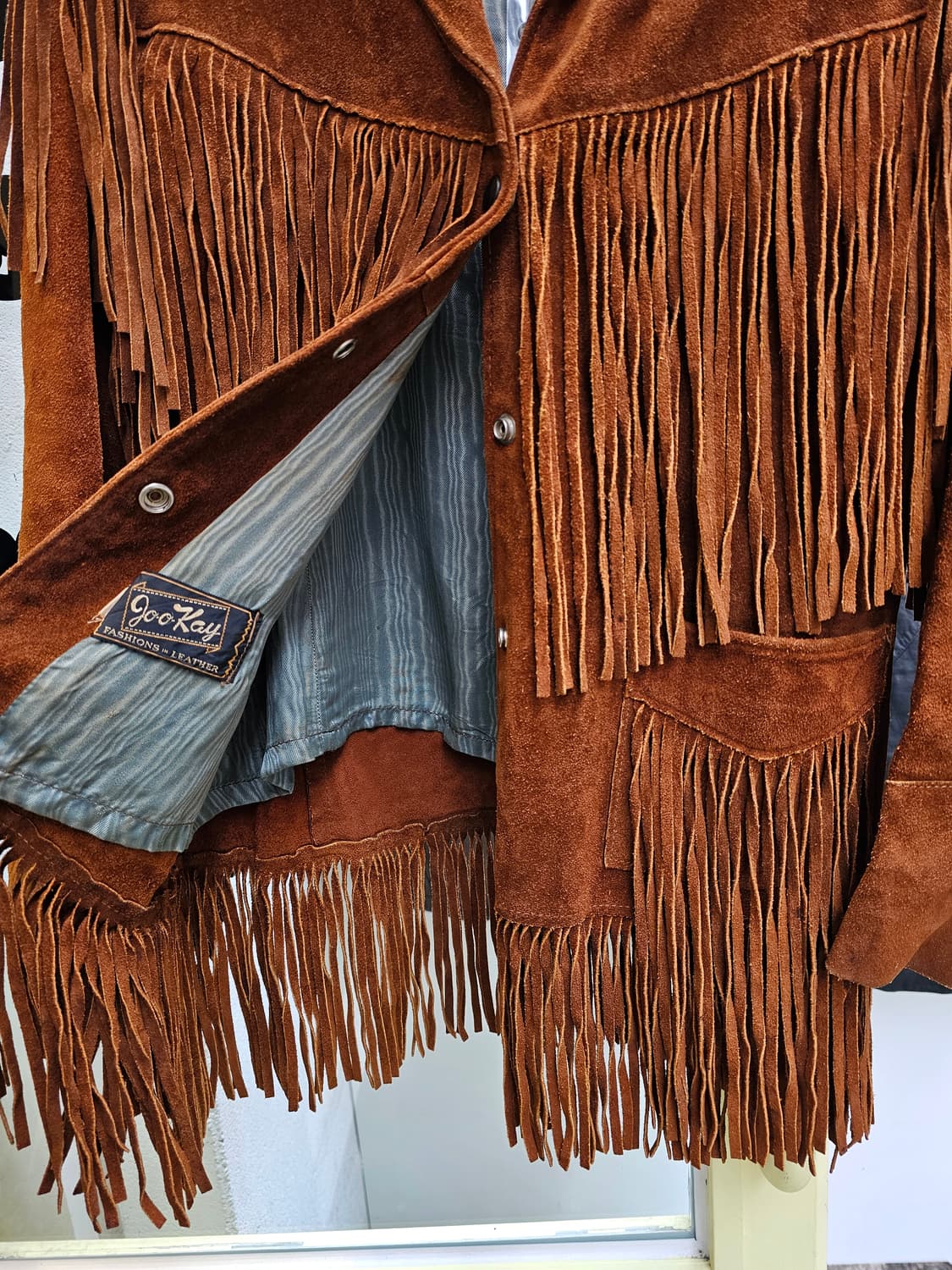 Goo-kay 오렌지브라운 프린지 레더 자켓 상품이미지5