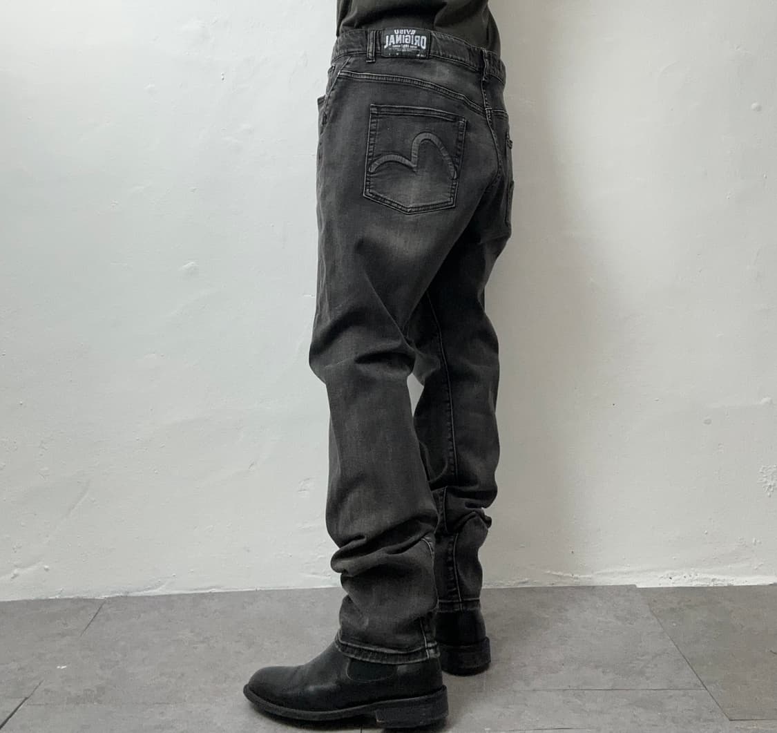 EVISU Black Faded Seagull Graphic Denim  상품이미지3