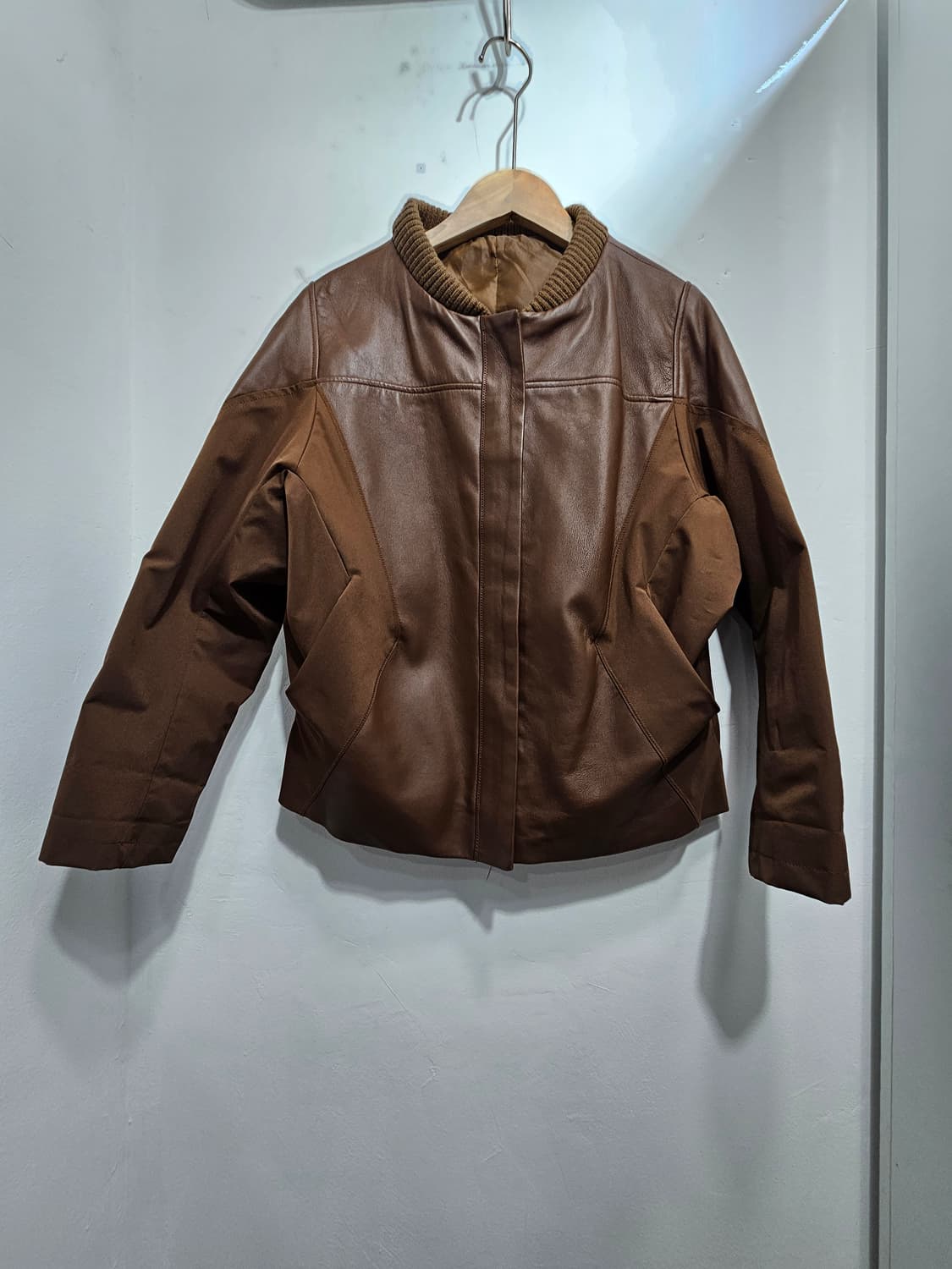 브라운 양가죽 봄버 자켓 상품이미지3