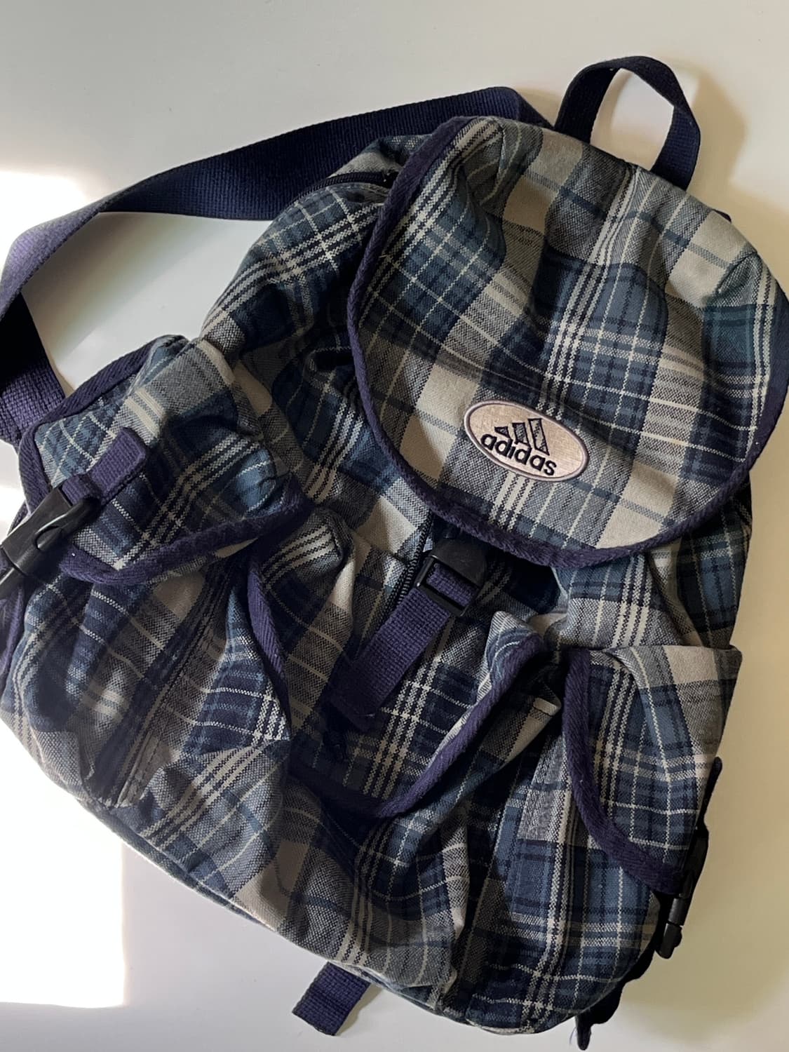 90s 아디다스 빈티지 체크 럭색 백팩 가방 상품이미지1