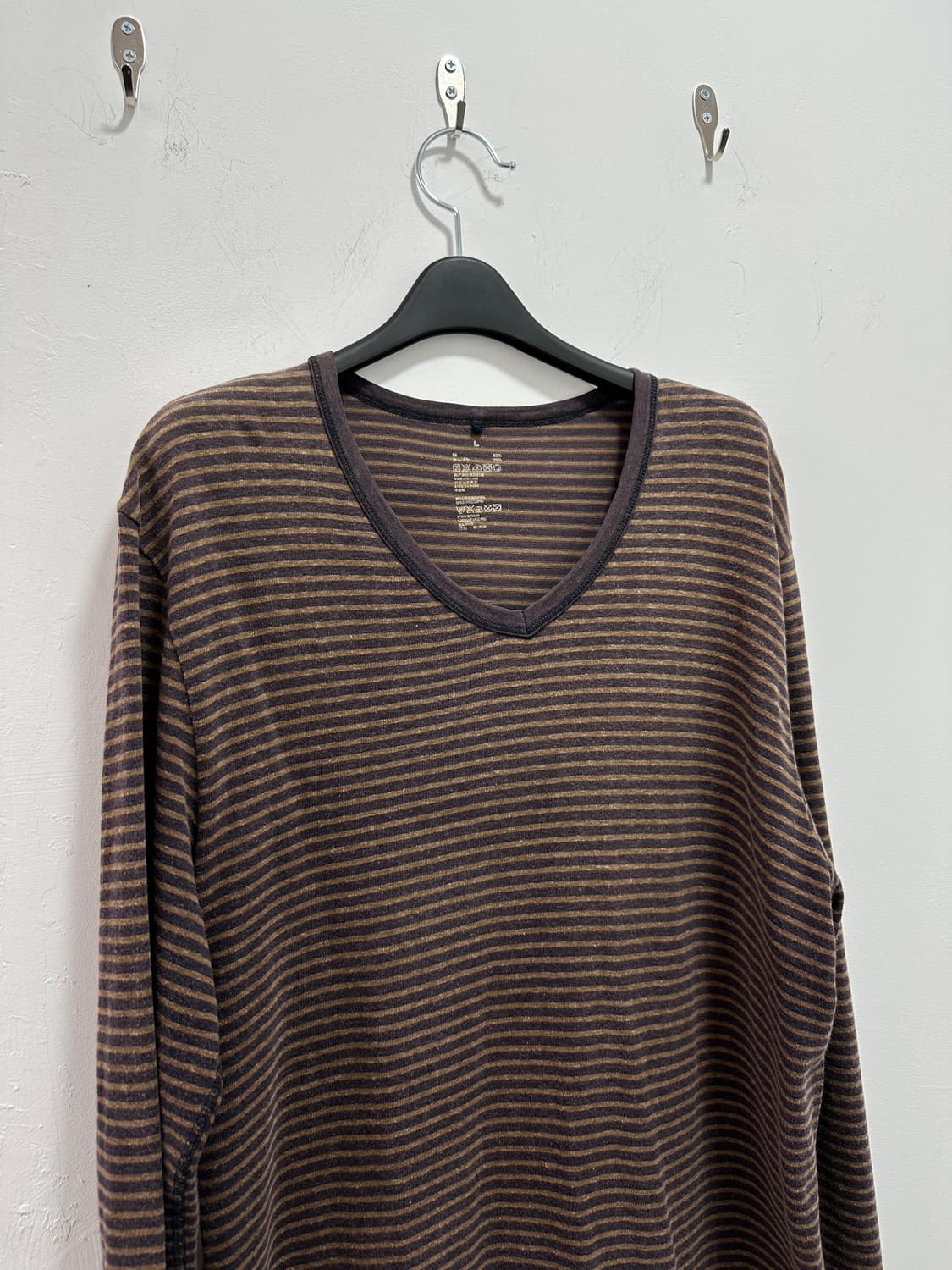 Vintage v neck stripe long sleeve 상품이미지3