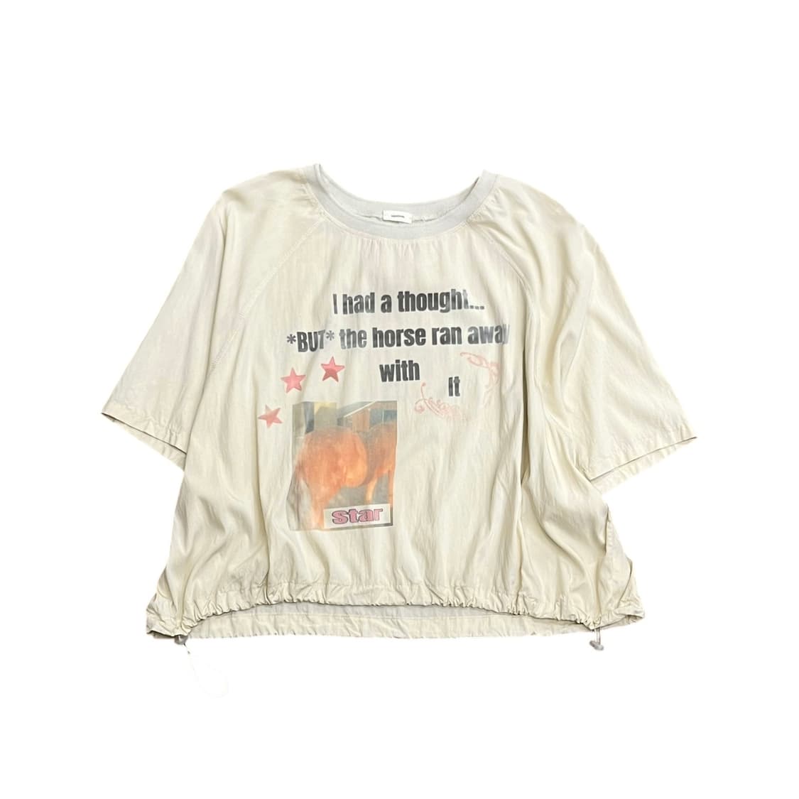 Bottom String Loose Raglan Ivory Blouse 상품이미지1