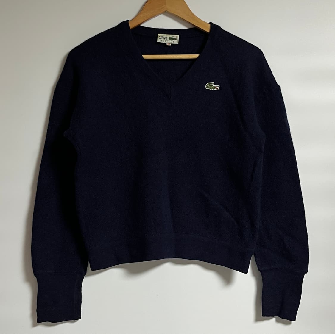 공용 라코스테 모 네이비 브이넥 크롭 니트 스웨터 100 상품이미지1
