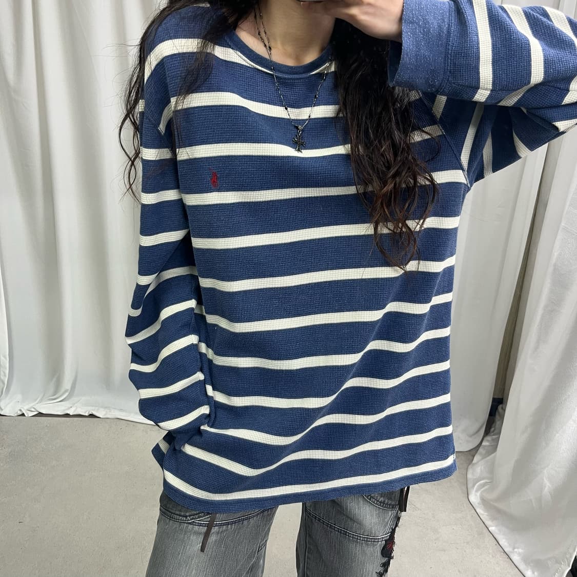 Polo blue stripe waffle T-shirts 상품이미지3