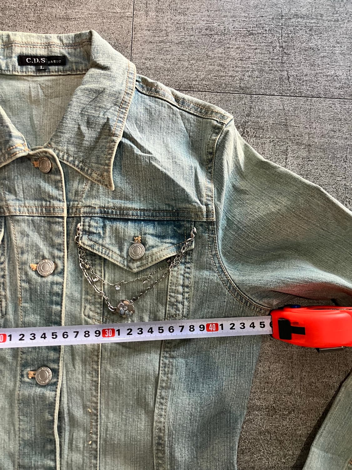 일본빈티지 Cds 핀터깔y2k 보헤미안락펑크 데님청자켓 중청그레이 상품이미지2