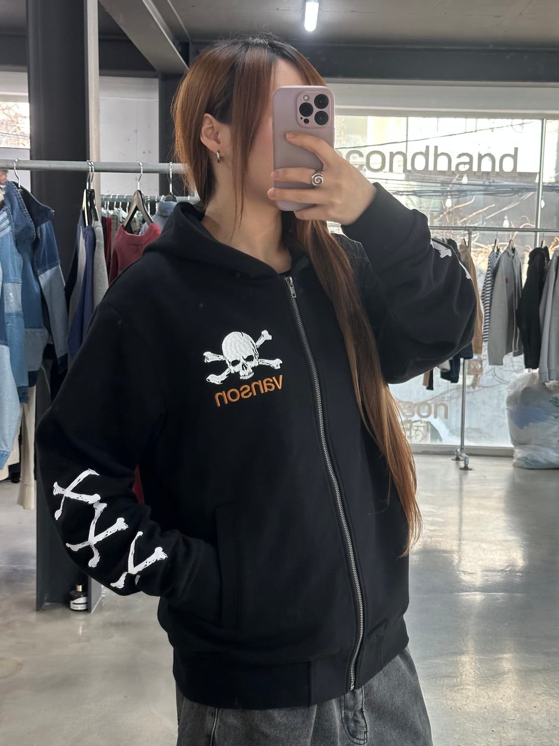 벤슨 스컬 본 빅로고 후드집업 상품이미지3