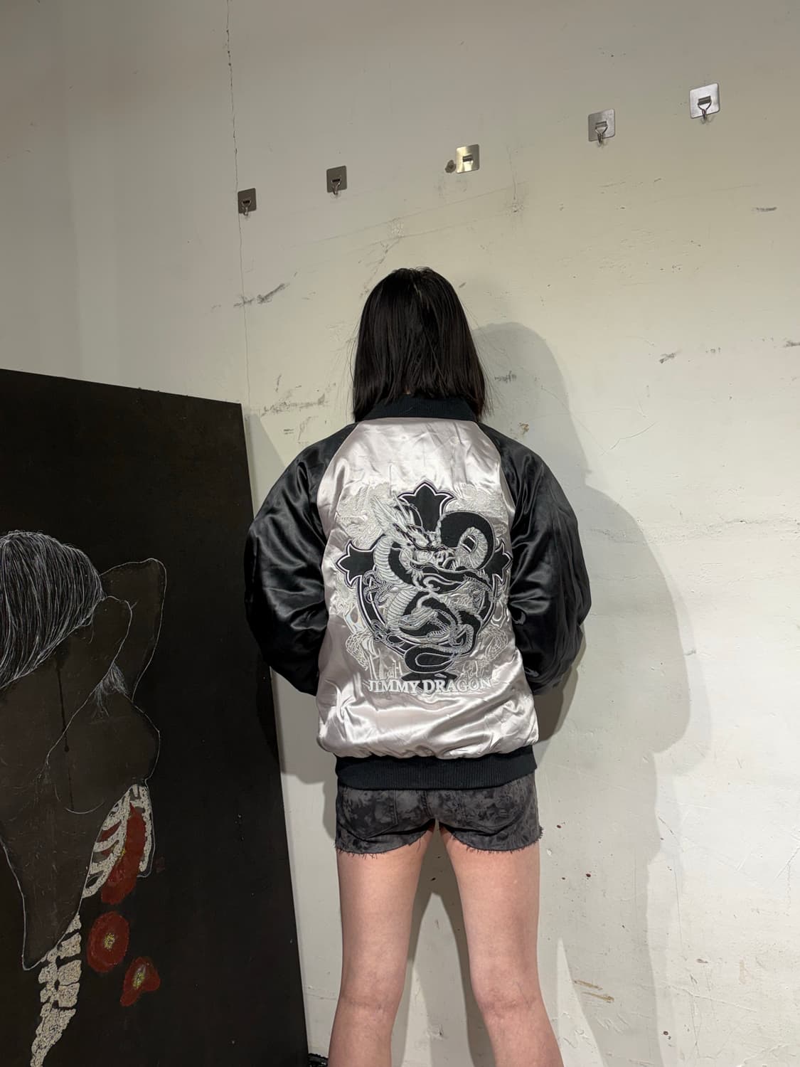 일본빈티지 십자가 용 자수 스키잔 오리엔탈 스카쟌 상품이미지2