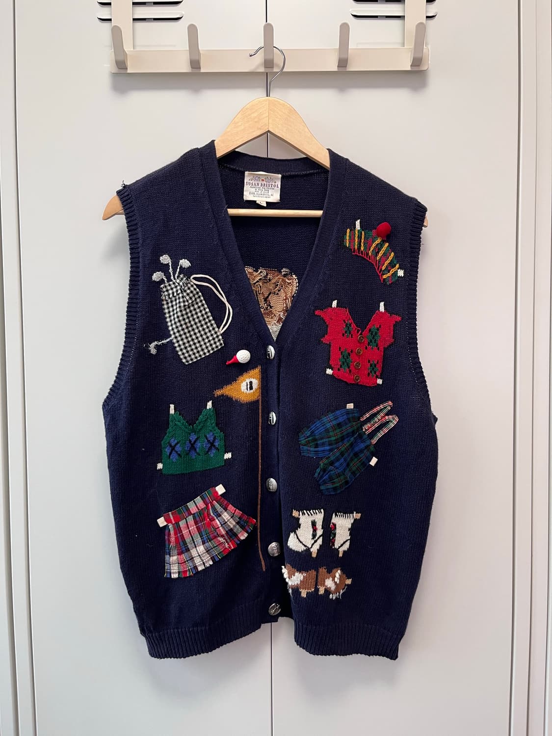 (Rare) Susan bristol 핸드메이드 자수 패치 니트 조끼 상품이미지5