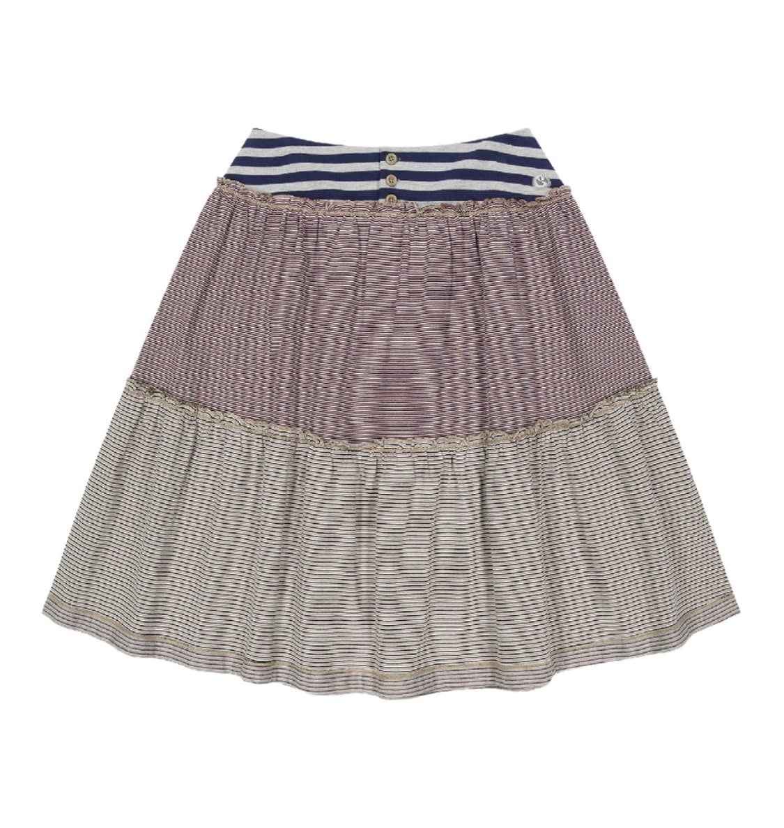 (0 1 2) 코이세이오 컬러드 스트라이프 미디 스커트 그레이 베이지 상품이미지1