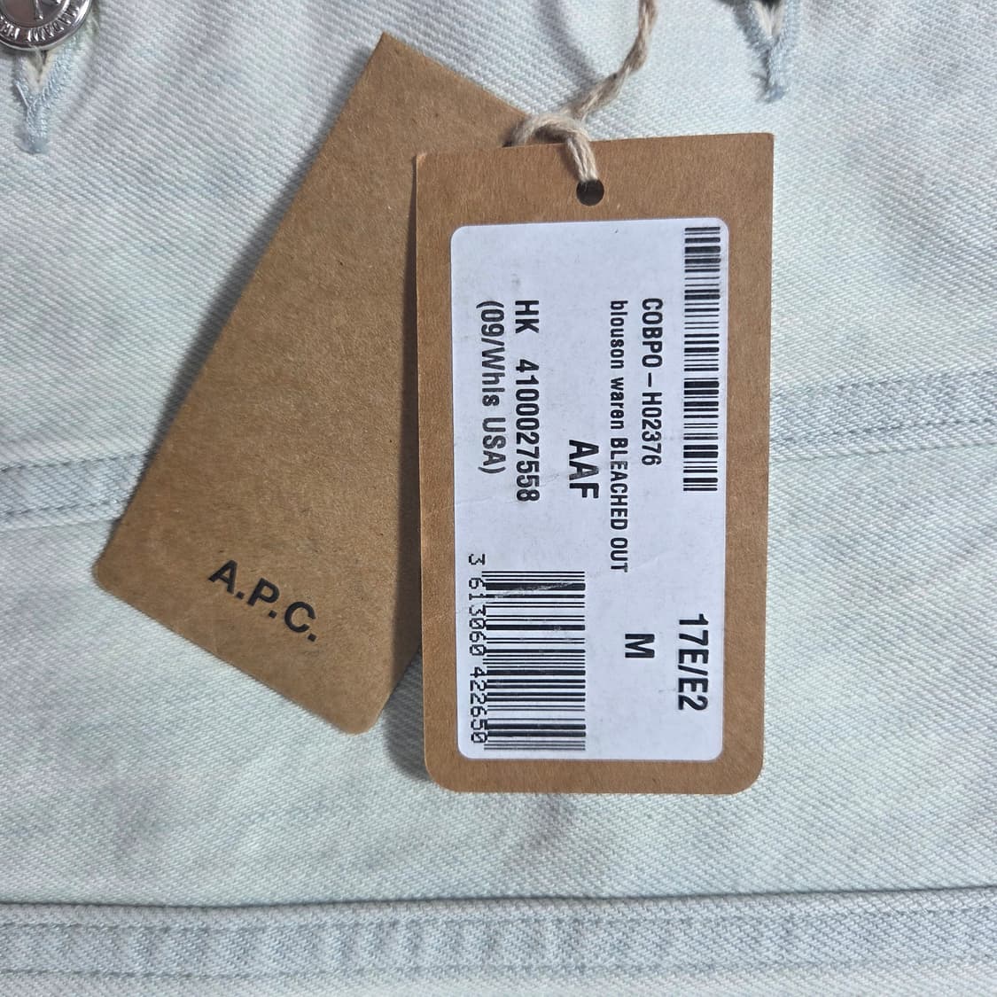 APC 아페쎄 Warren 워렌 블리치 데님 트러커 자켓 M 상품이미지9