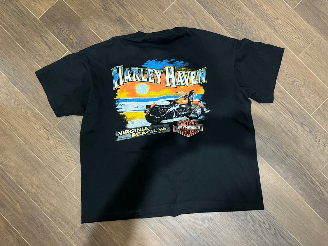 (XL) Made in USA 할리 데이비슨 크롭 반팔 티셔츠 상품이미지2