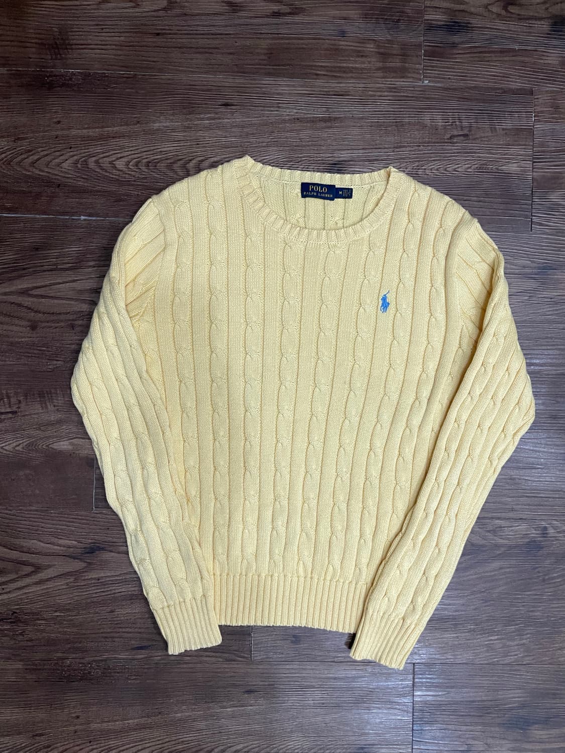 폴로 랄프로렌 케이블 니트 코튼 스웨터 옐로우 상품이미지3