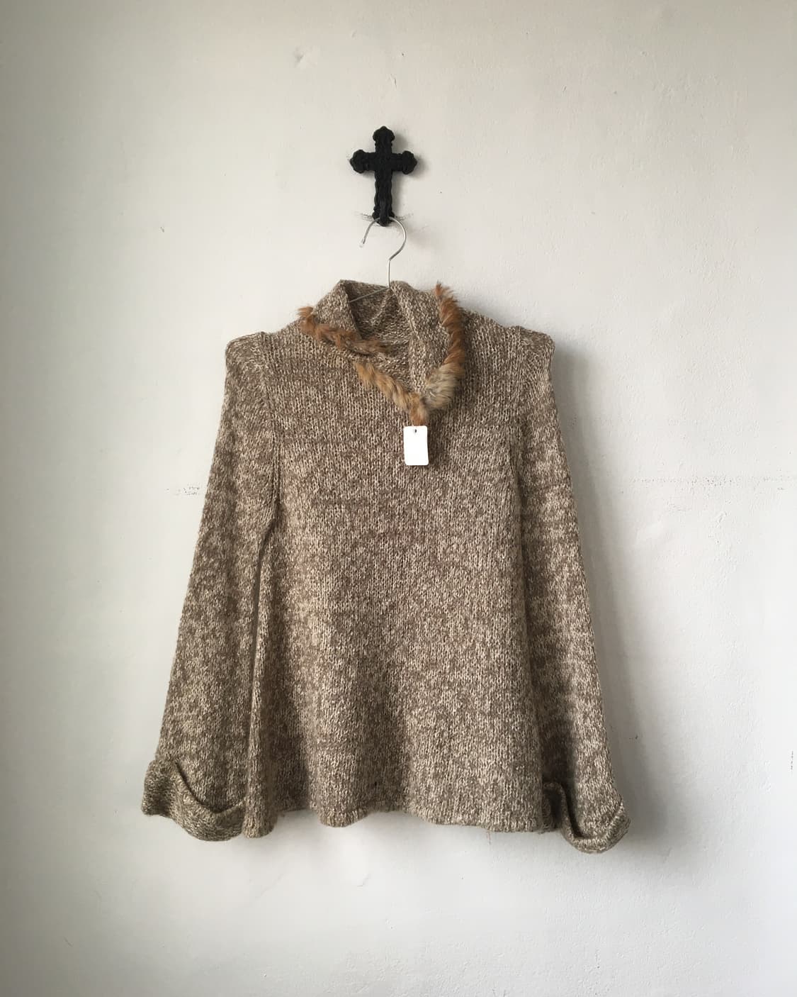 Fur trimming high neck knit 상품이미지2