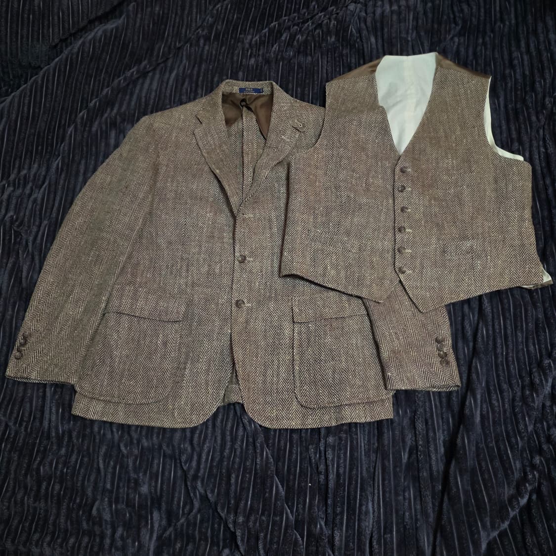 폴로 린넨실크 RL67 헤링본투피스 브라운 자켓 44R 상품이미지1