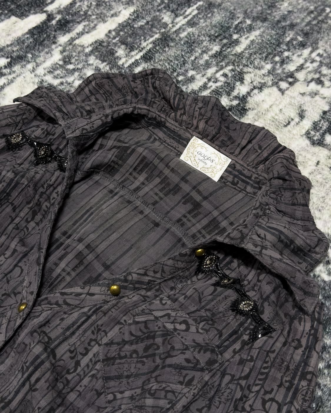 {UNKNOWN} Gothic Pattern Lace Hem Shirt  상품이미지8