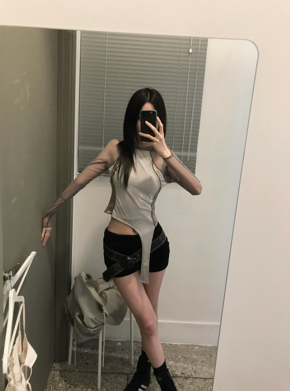 본네 우먼 매쉬 탑 그레이 1 상품이미지2