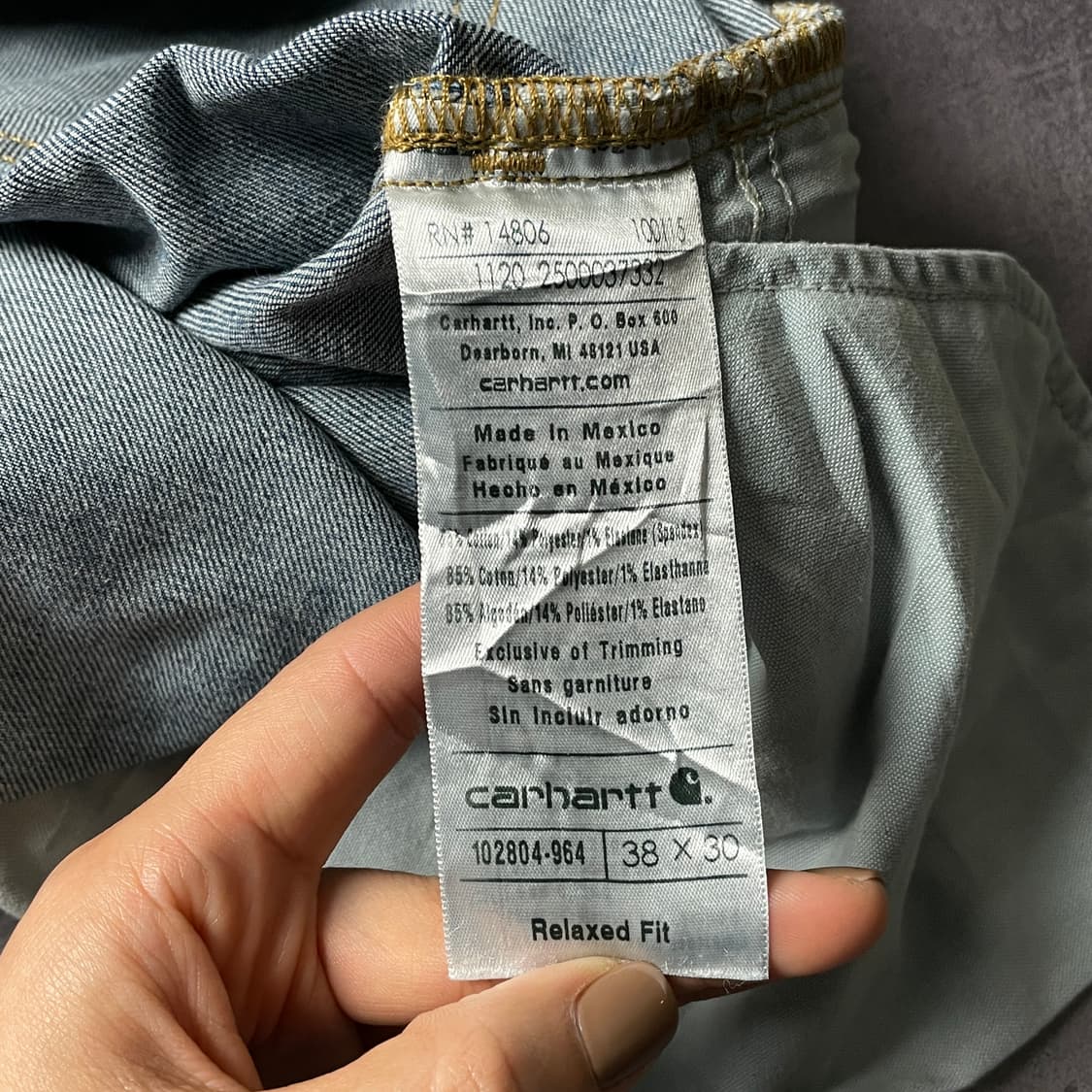 CARHARTT 칼하트 빈티지 스트레이트핏 데님 워크 팬츠 A00867 상품이미지10