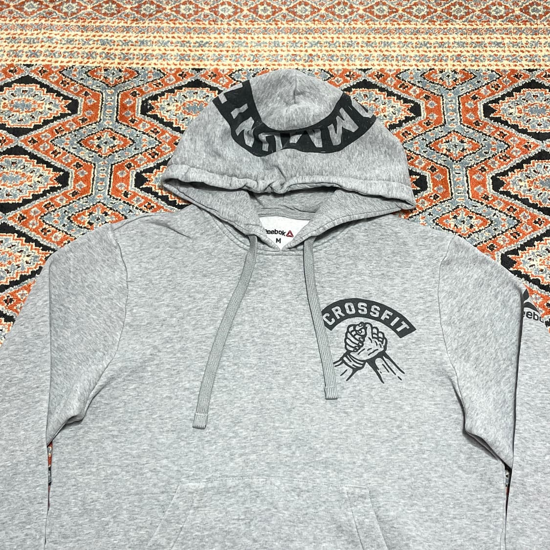 리복 크로스핏 프린팅 그레이 기모 후드티셔츠 여성M 상품이미지2