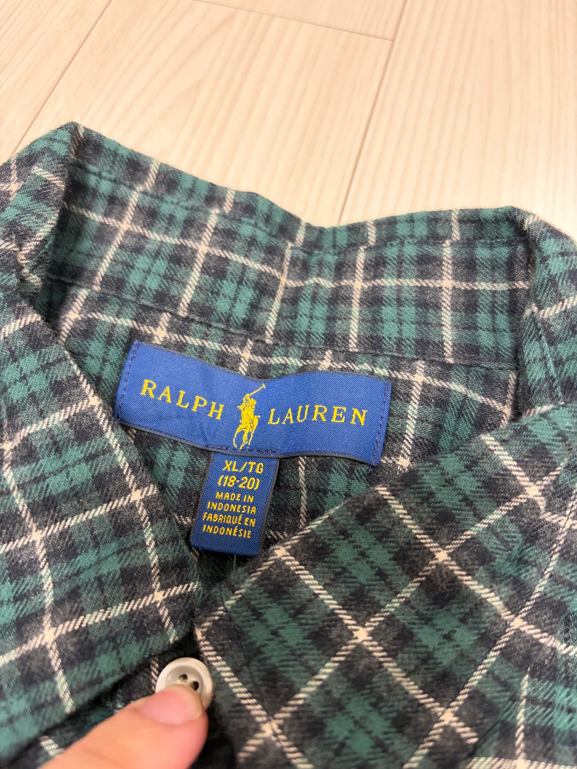 [XL] 폴로 보이즈 그린 플란넬 체크셔츠 상품이미지3