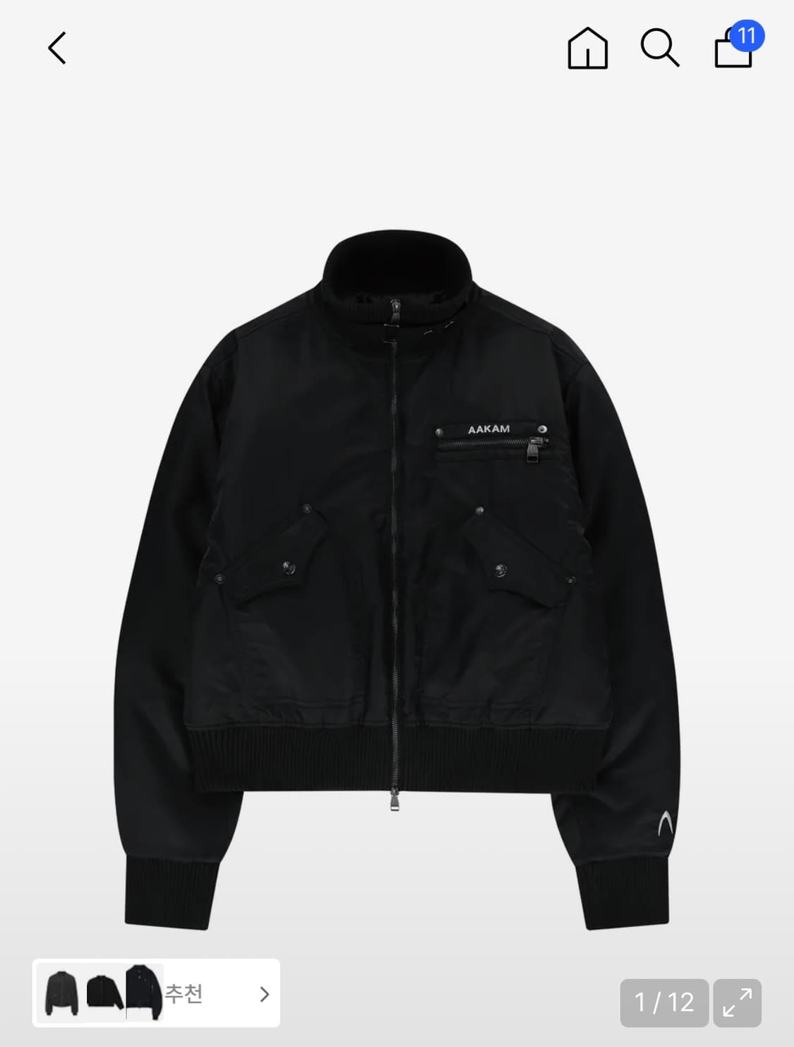 아캄 High-Neck Bomber Jacket (Black) 1사이즈 상품이미지1
