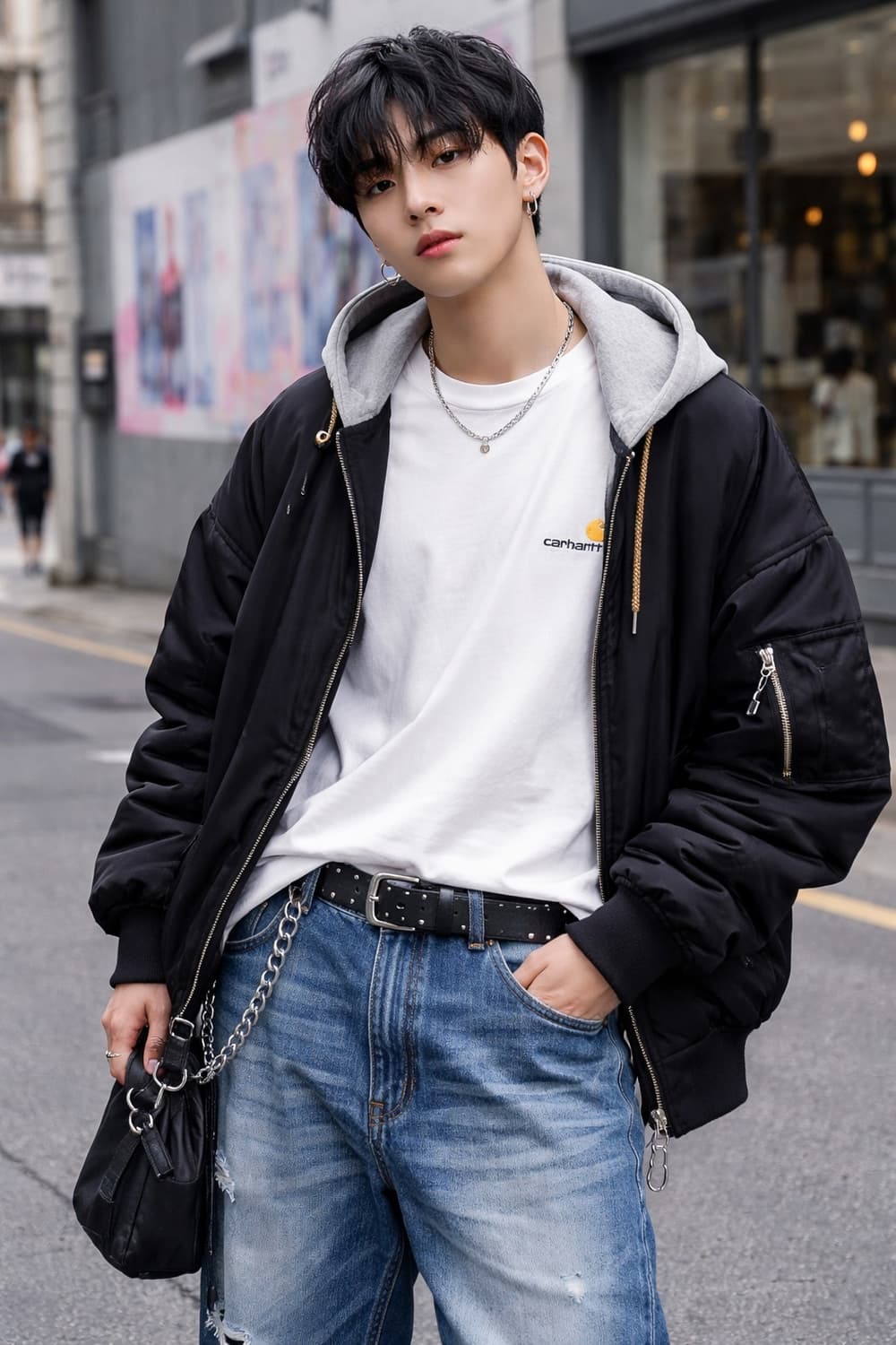 칼하트WIP 롱슬리브 로고 티셔츠 L 상품이미지3