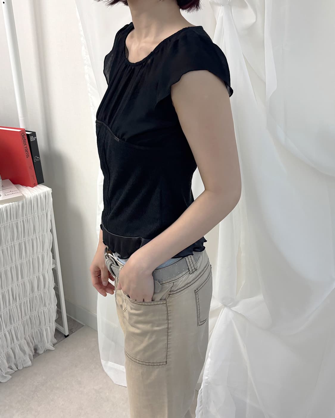 leari unique mixed design feminine top 상품이미지8