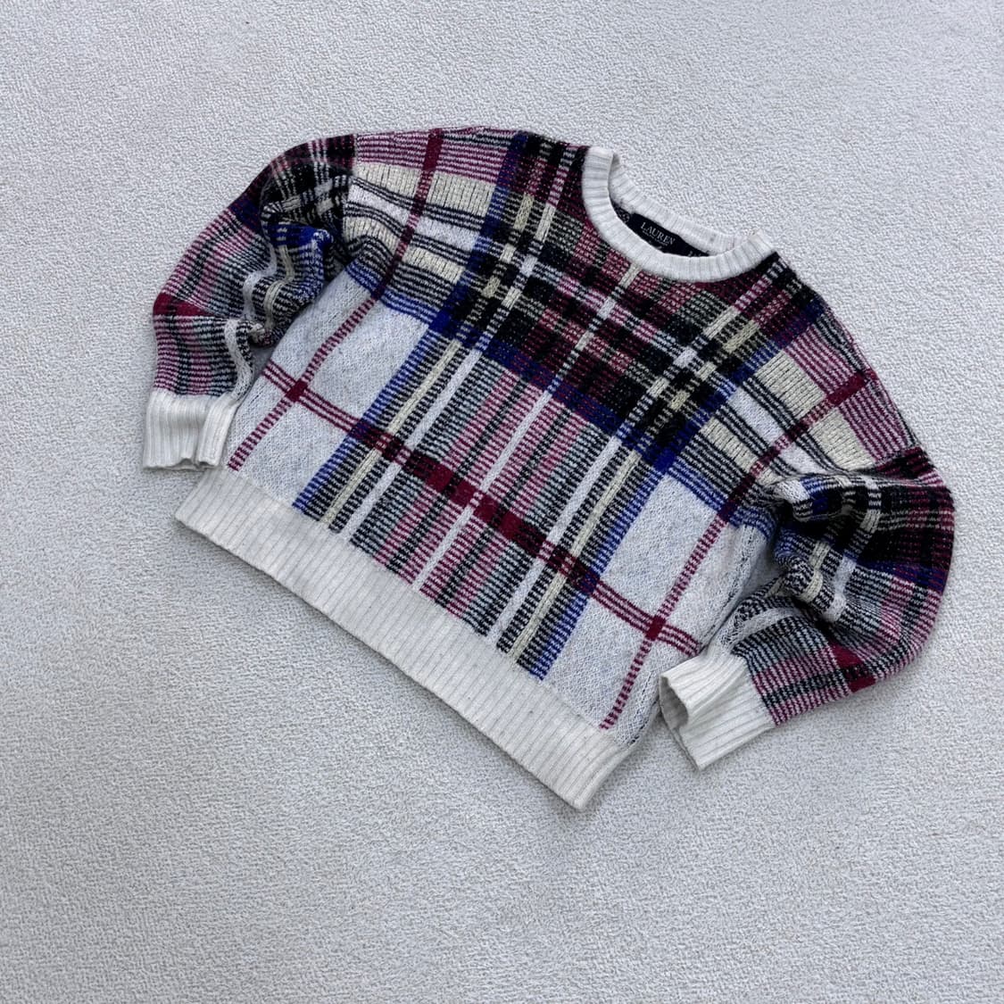 S 랄프로렌 체크 브이넥 니트 스웨터 0326E 상품이미지1