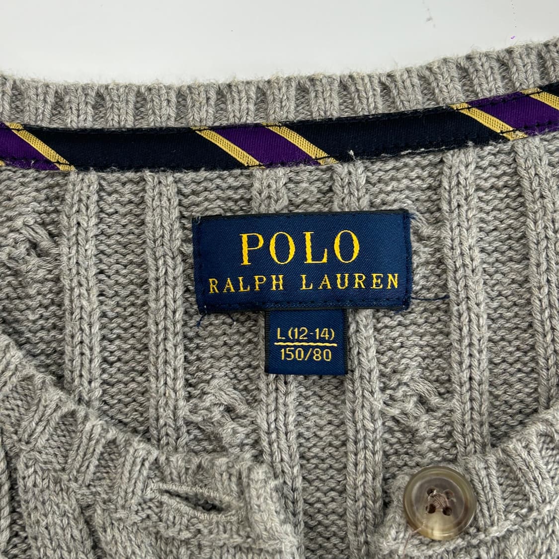Polo 폴로 퍼플 포니 그레이 케이블 니트 가디건 상품이미지5