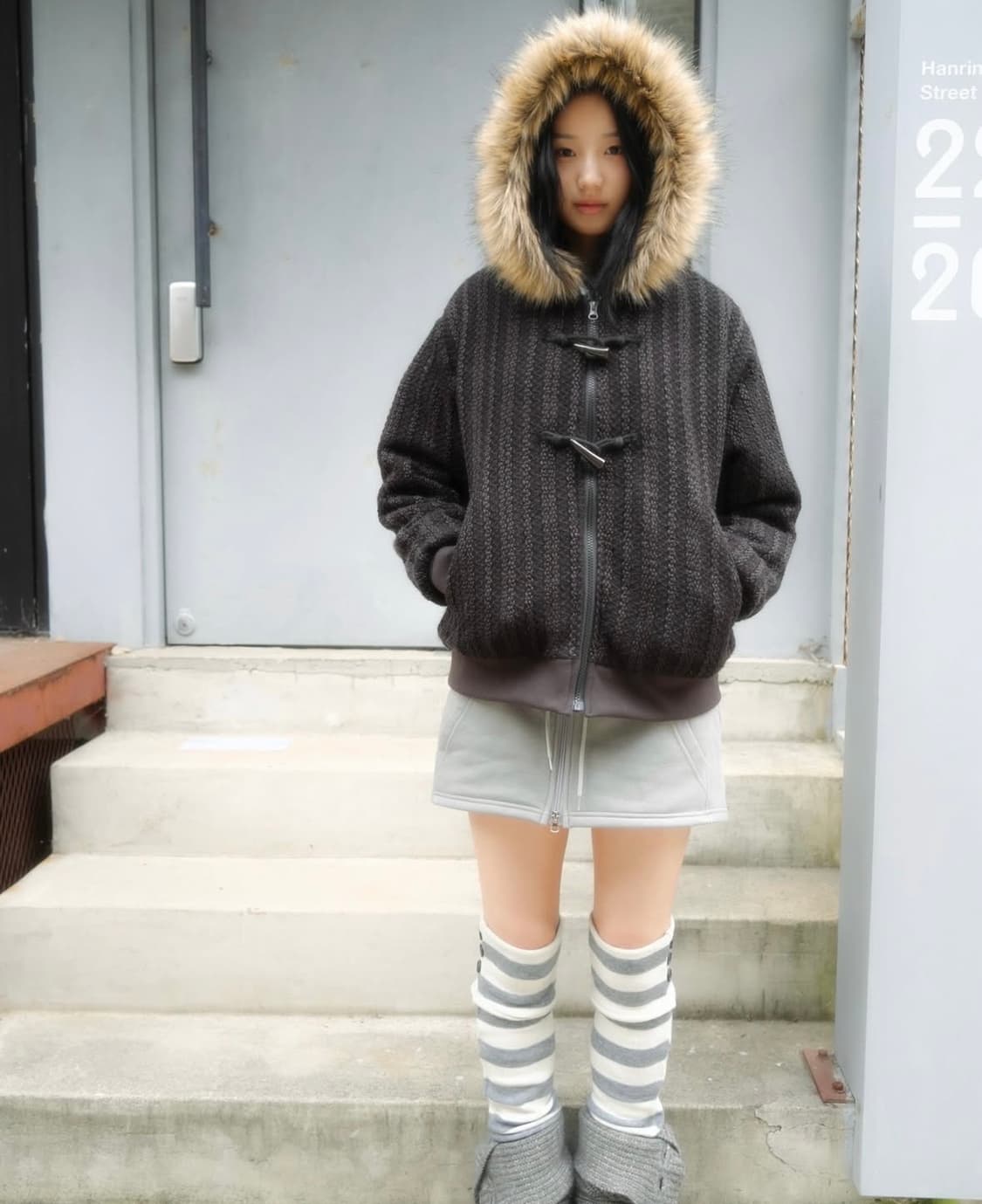 인앤양인하모니 니트 후드 자켓 브라운 knit hooded jacket 상품이미지2