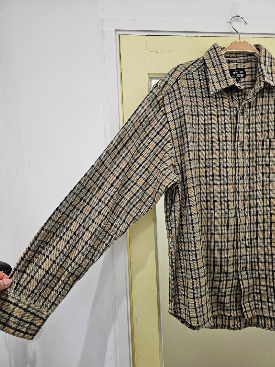 Ralph Eton 베이지 체크 플란넬 셔츠 상품이미지3