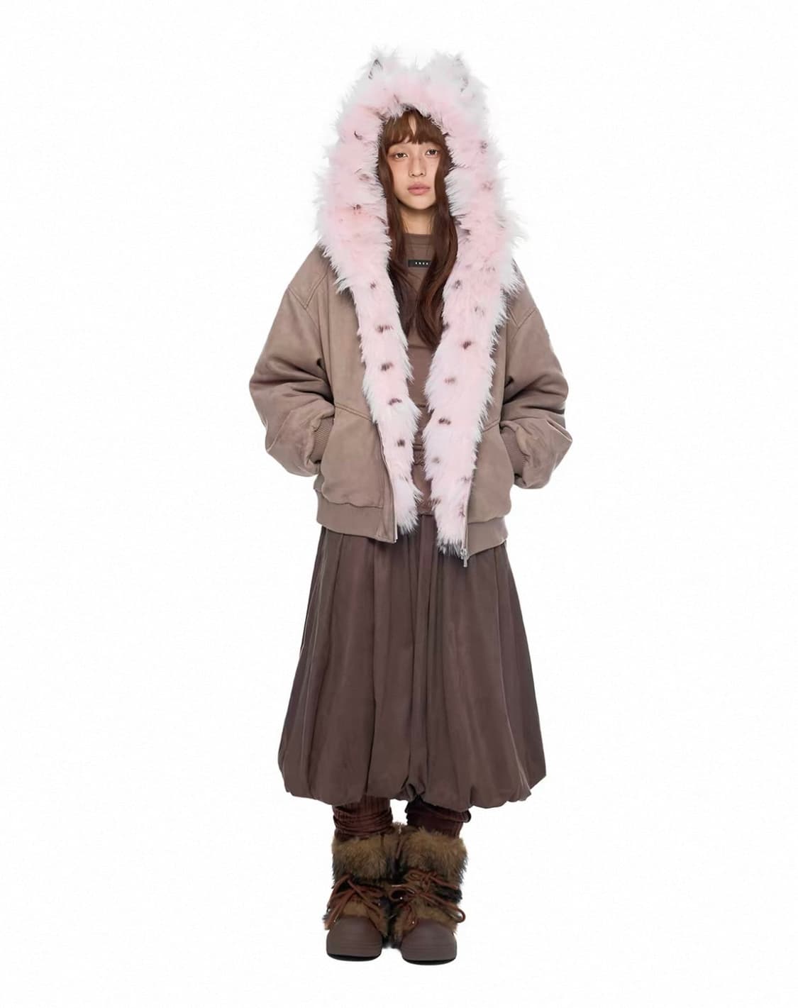 EZEK 고양이귀 페이크 퍼 안감 스웨이드 자켓  상품이미지2