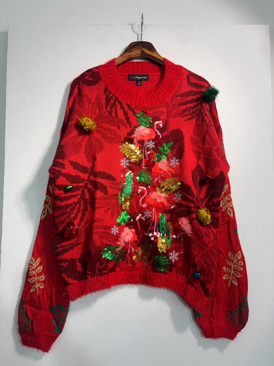 U.S.A. 크리스마스 플라밍고 어글리니트 L (종소리) 어글리스웨터 상품이미지1