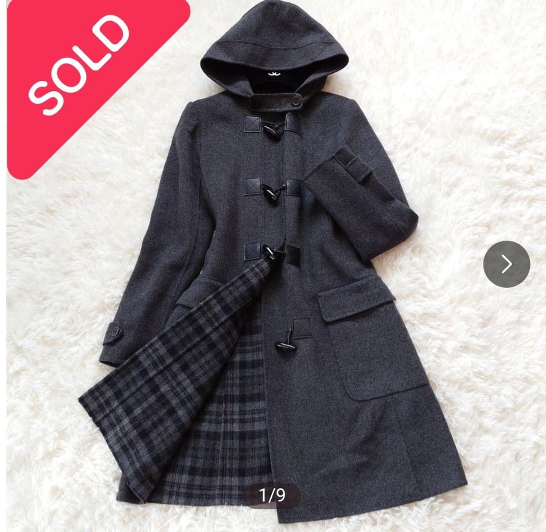 일본빈티지)23구 모리걸st 그레이 앤틱페어리 더플 롱 울 떡볶이후드코트 상품이미지1